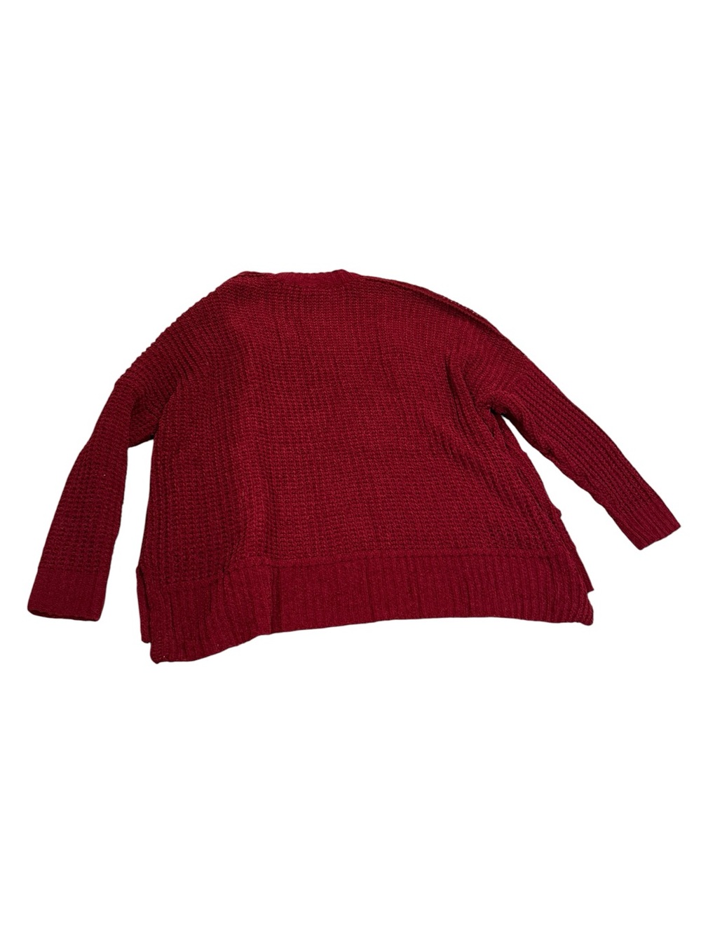 Open-Front Wine Red/Burgundy Knit Cardigan - Picture 8 of 11